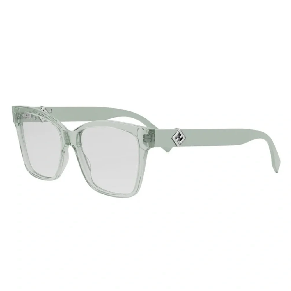 New! Fendi FE50117F 093 Transparent Green Eyeglasses, Authentic